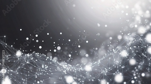 Flowing White Particles on Sleek Gray Abstract Background Design
