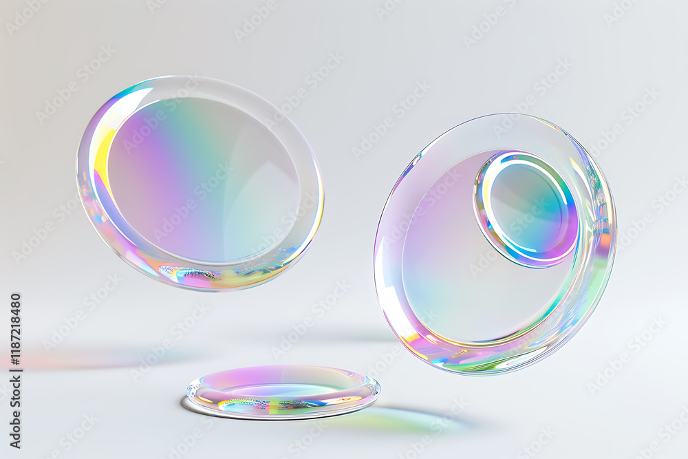 Iridescent Soap Bubbles Floating in Mid-Air Iridescent Soap Bubbles Floating in Mid-Air