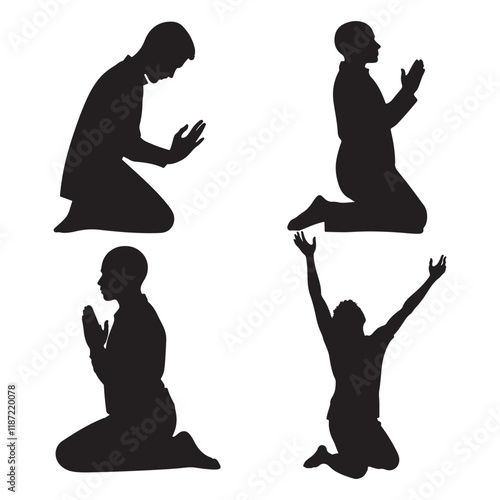 Muslim praying silhouette vector illustration silhouette or illustration of a Muslim praying
 muslim Praying silhouette. praying symbol vector illustration Muslim praying silhouette praying symbol vec