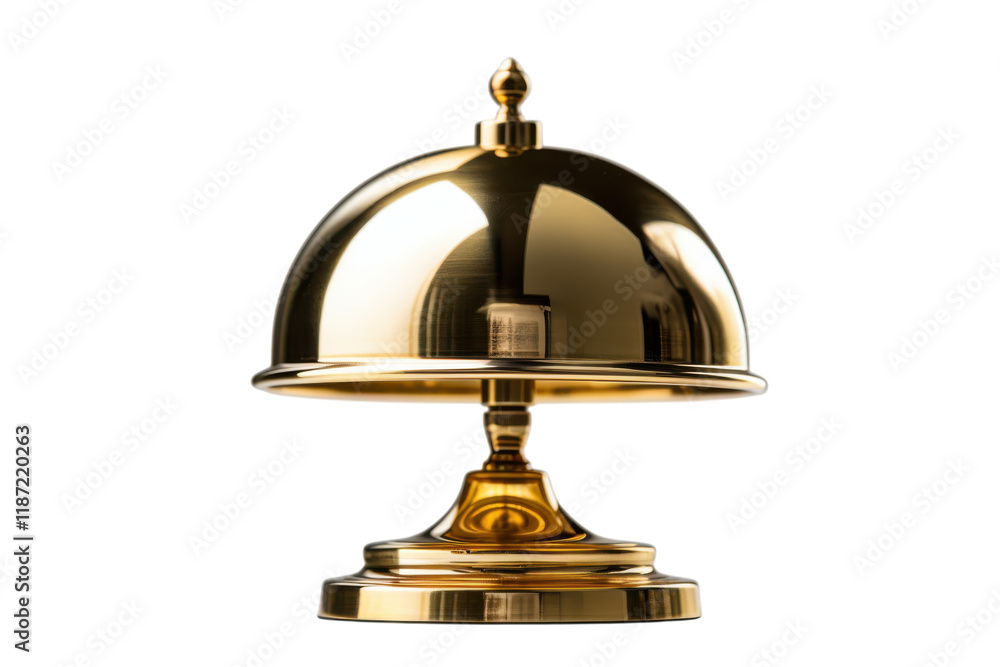 Elegant golden serving dome on a clean surface in a well-lit setting showcasing attention to detail Elegant golden serving dome on a clean surface in a well-lit setting showcasing attention to detail