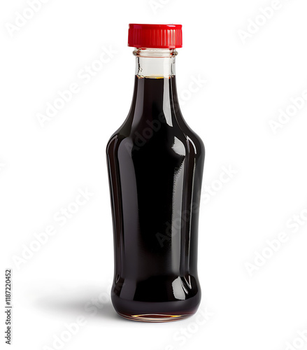 Savory Soy Sauce Bottle on White Background