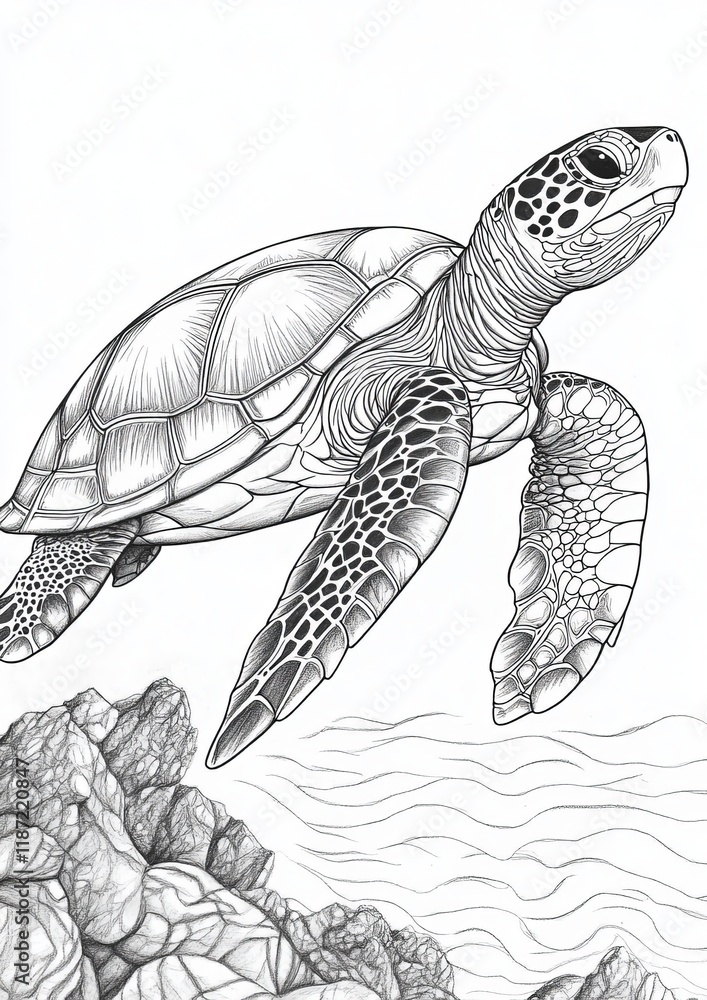 Fototapeta premium Sea Turtles Coloring Pages