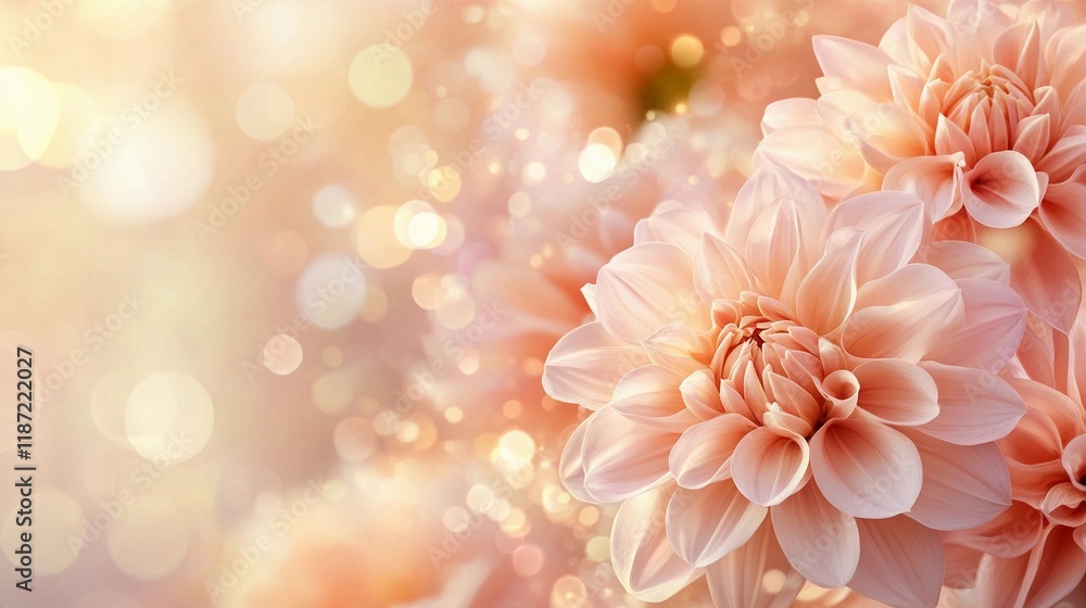 Soft golden bokeh lights blending smoothly into vivid floral tones, evoking warmth and serenity, book illustration style Soft golden bokeh lights blending smoothly into vivid floral tones, evoking warmth and serenity, book illustration style