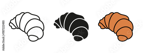 Croissant icon. French bread crescent croissant vector illustration. Pastry and bakery sign. French breakfast pictogram. Dessert bun for snack cafeteria concept isolated.