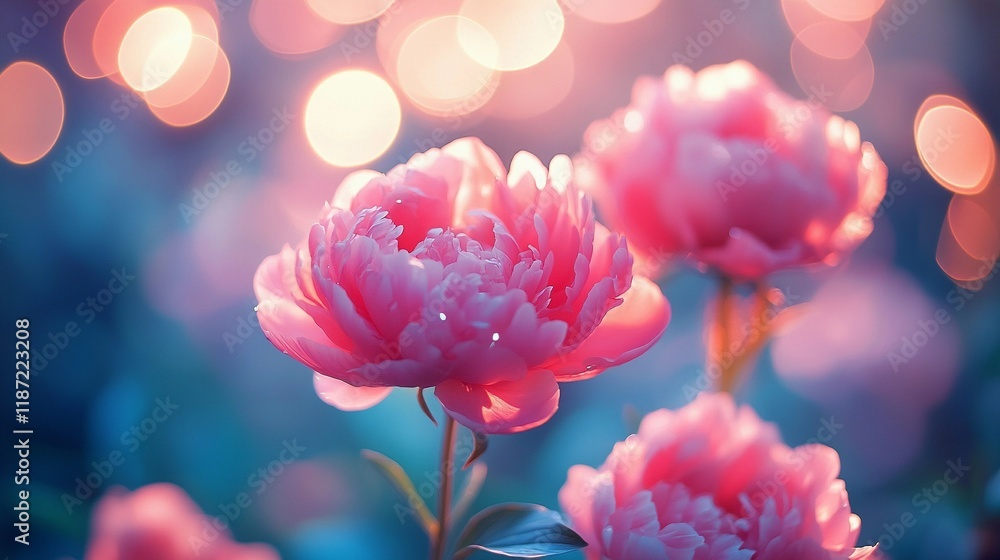 Soft golden bokeh lights blending smoothly into vivid floral tones, evoking warmth and serenity, book illustration style Soft golden bokeh lights blending smoothly into vivid floral tones, evoking warmth and serenity, book illustration style