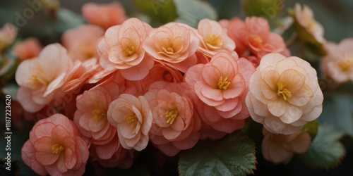 begonia flowers top view photo