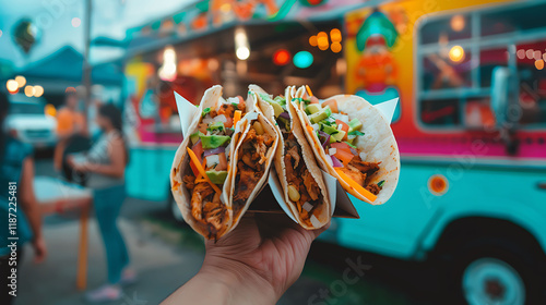 Delicious Tacos from a Vibrant Food Truck