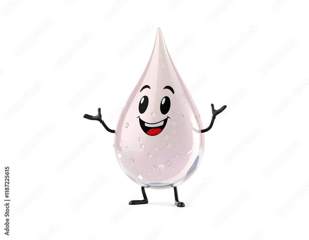 3D Raindrop Figure with Crystal Texture in Playful Pose 3D Raindrop Figure with Crystal Texture in Playful Pose