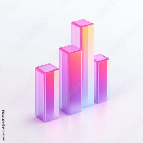 Free Download Neon pink and purple bar graph showcasing trading volume, suspended on a pure white background with copy space - GFXLoad