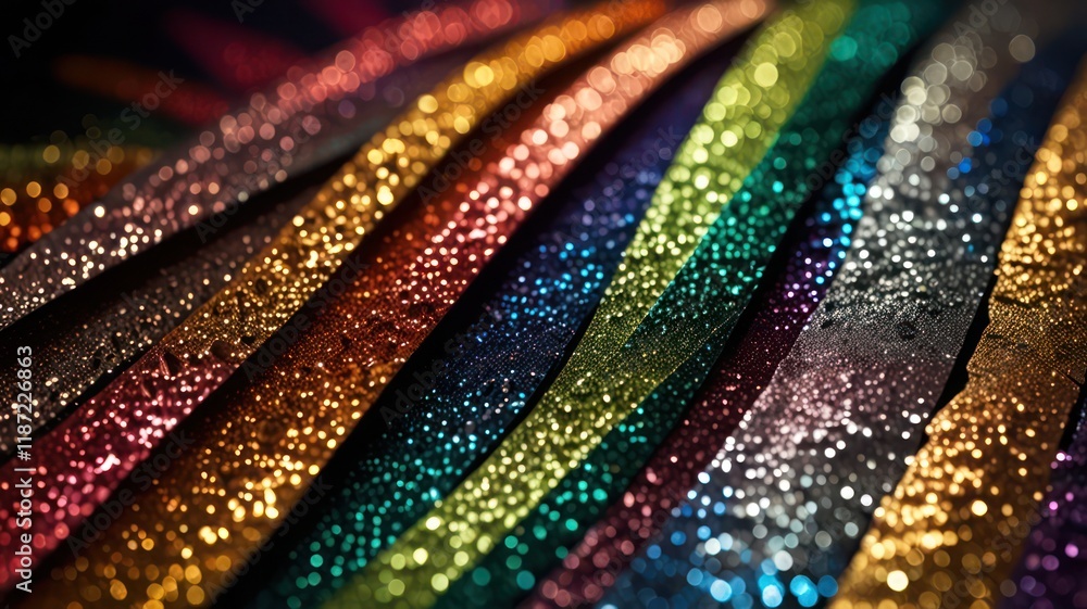 Dynamic Fan CloseUp of Sparkling Eyeshadows Bold Glosses Arranged a Flowing Fan Pattern on a Reflective Surface with Dramatic Lighting Dynamic Fan CloseUp of Sparkling Eyeshadows Bold Glosses Arranged a Flowing Fan Pattern on a Reflective Surface with Dramatic Lighting