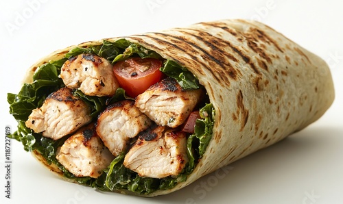 Grilled Chicken Wrap on White Background photo