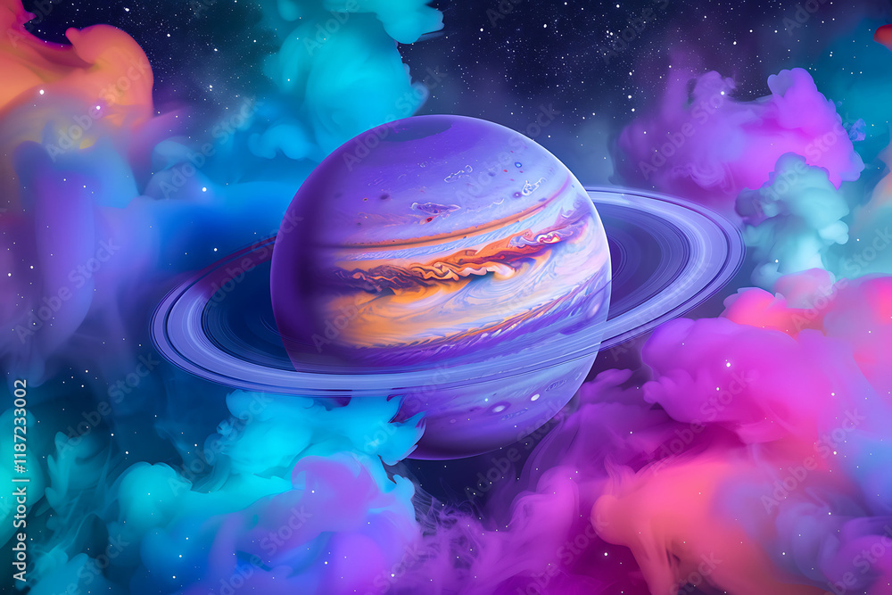 Fototapeta premium Saturn in a Galaxy of Color
