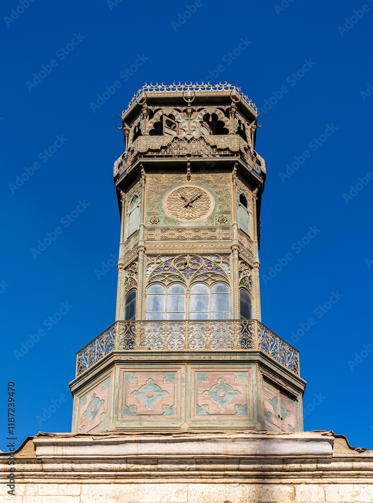 Obraz premium Cairo Citadel Clock is a 19th century French clock tower situated at the Citadel of Saladin in Cairo Egypt