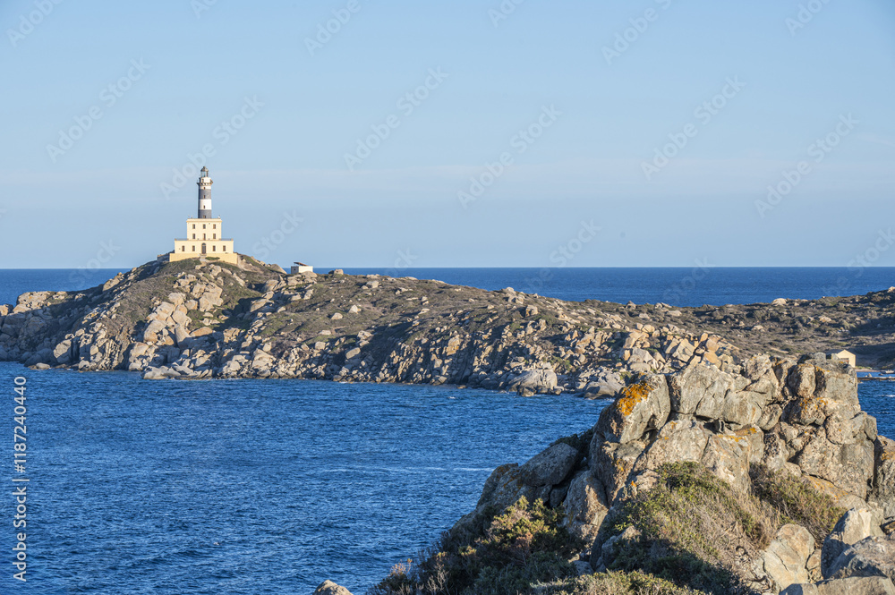 The lighthouse overlooking the cliffs of Isola dei Cavoli in Villasimius