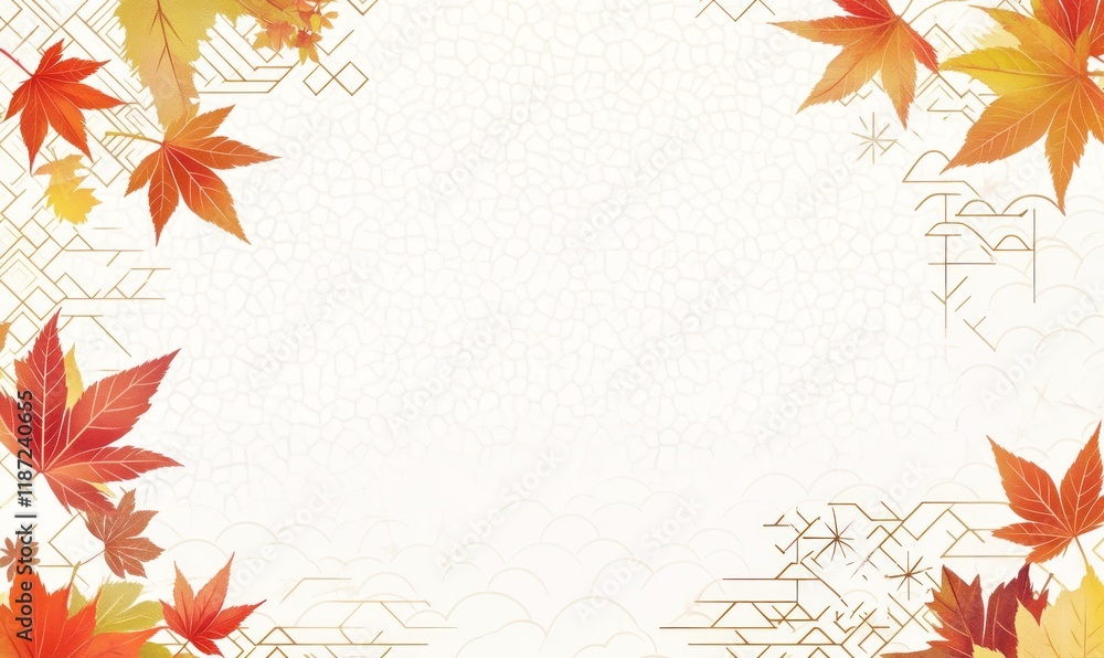 Autumn Maple Leaves: Elegant Geometric Design in Warm Hues Autumn Maple Leaves: Elegant Geometric Design in Warm Hues