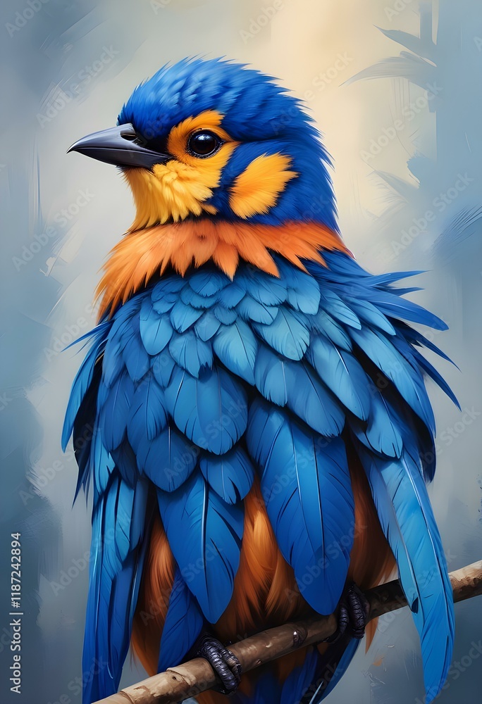 Obraz premium Majestic Blue-Feathered Beauty: A Colorful Bird in Nature