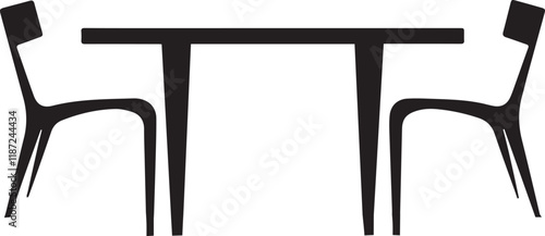 table and chair Set ,A Table and chairs Silhouette Vector With White Background Vol - 4