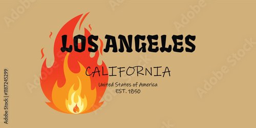 typography Los Angeles California with fire icon for graphic t shirt or sweatshirt hoodie.eps10