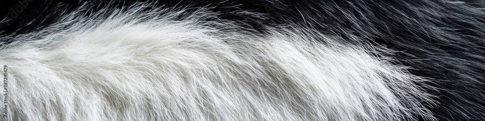 Fototapeta premium Close-up texture of black and white animal fur with soft strands
