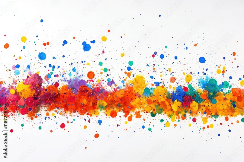 Fototapeta premium Vibrant Color Explosion: Dynamic Abstract Splatter Art on White Background