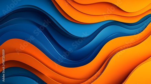 Colorful abstract waves in orange and blue

 photo