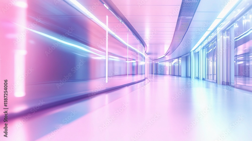 Fototapeta premium Abstract Blurred Technology Space with Lines and Empty Environment