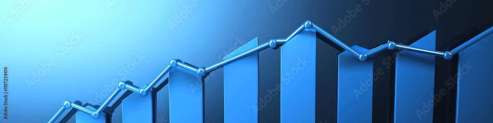 Business chart displaying financial growth in a blue success graph Business chart displaying financial growth in a blue success graph