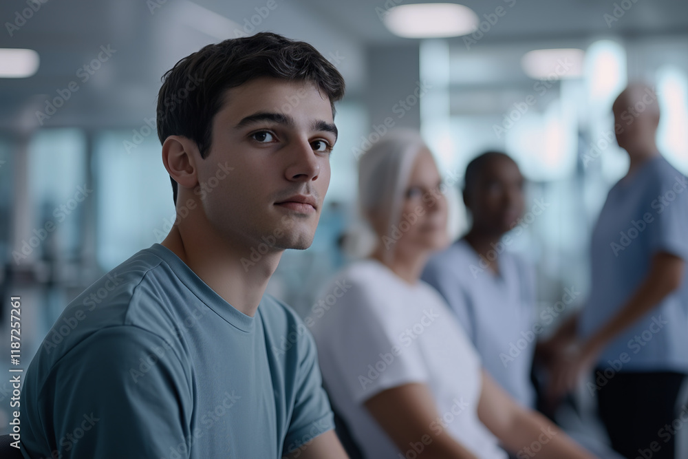Thoughtful Young Man in Group Setting
Thoughtful Young Man in Group Setting