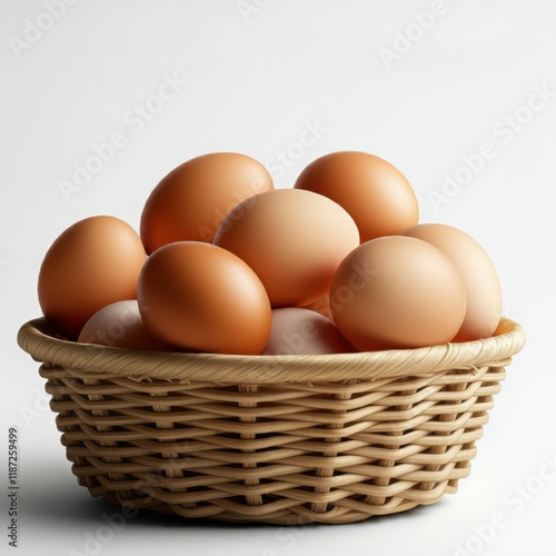 Wallpaper Mural Brown eggs, woven basket, natural lighting, close-up, soft focus, organic farm fresh, rustic kitchen, beige tones, simple composition, food photography, textured background, healthy ingredients, farm  Torontodigital.ca