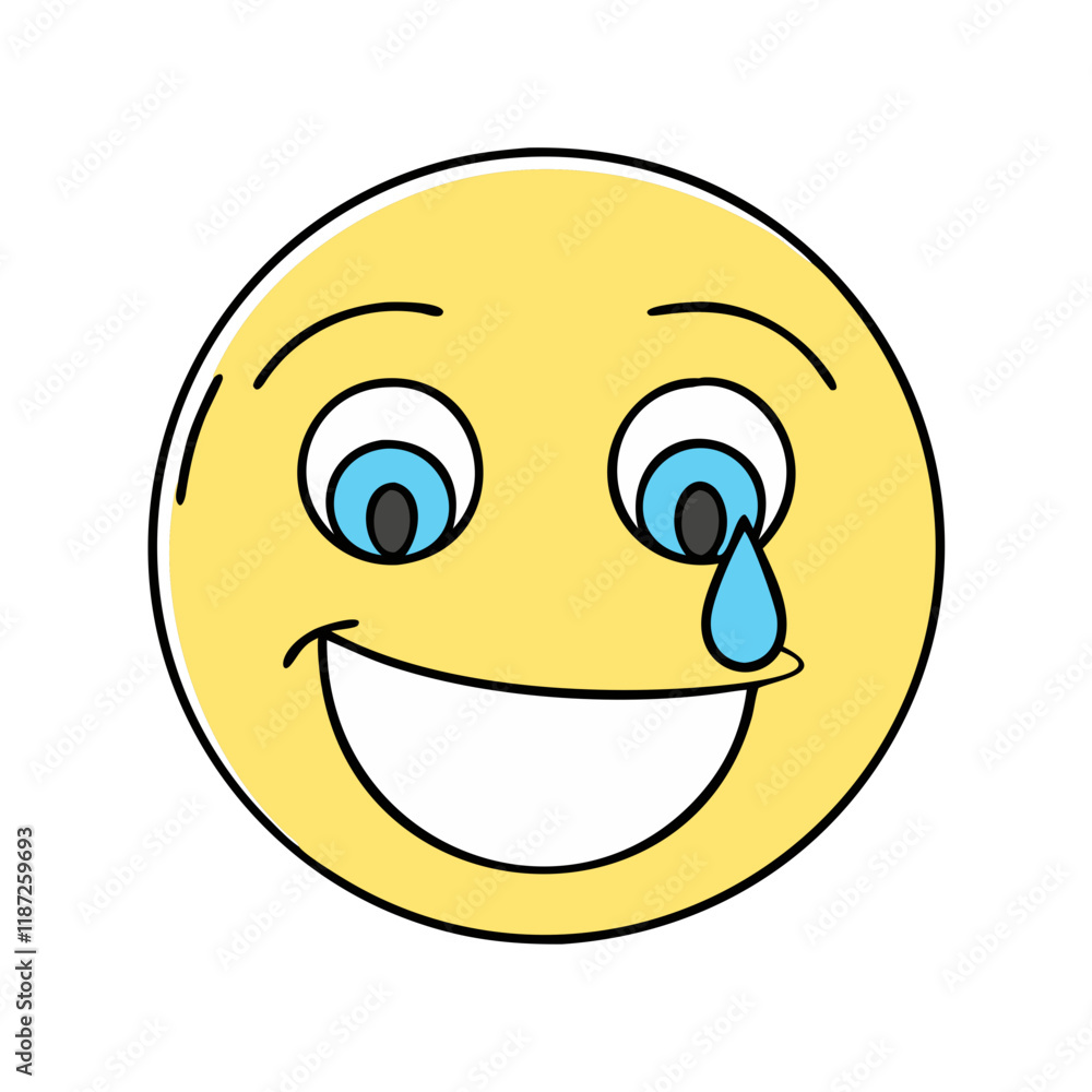 Fototapeta premium face with happy tear vector icon, face with happy tear vector illustration - simple illustration of face with happy tear, perfect for logos,and face with happy tear -themed designs.