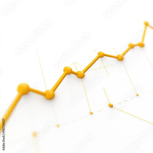 Yellow trading line chart with clean arcs and ascending data points, floating on a pure white background with copy space photo