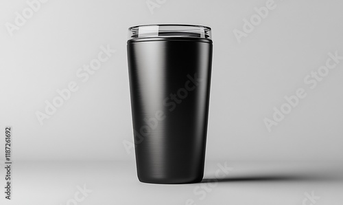 Black tumbler mockup, studio, isolated.  Possible use product photography photo