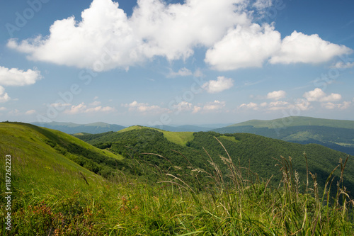 Bieszczady, widok z Rawek w kierunku innych szczytów photo