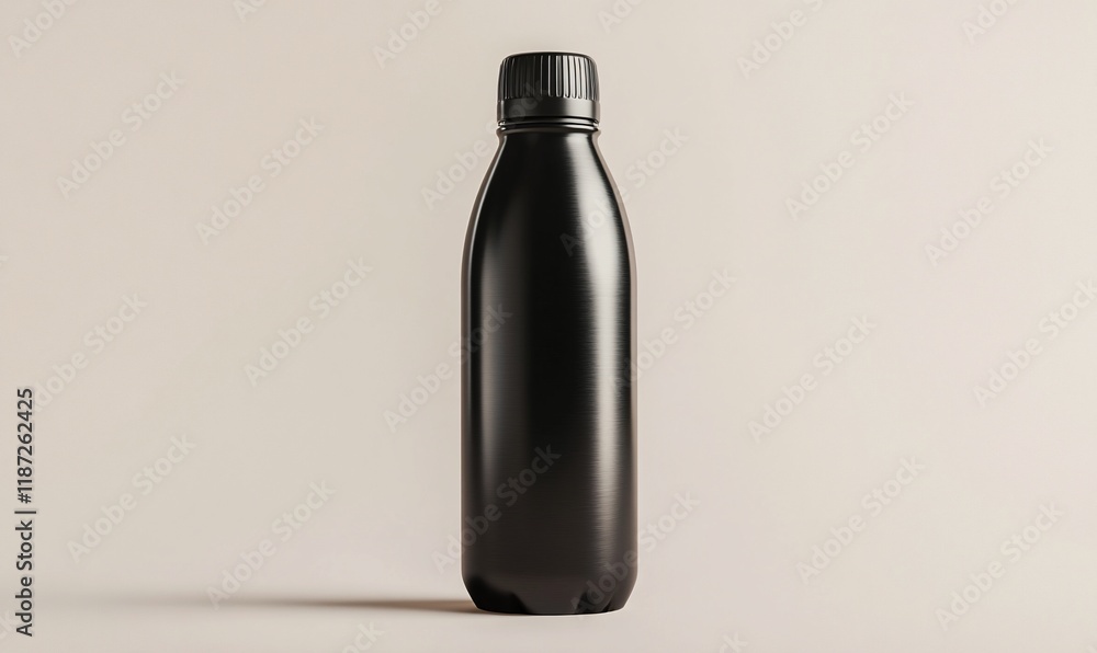 Black insulated bottle mockup, studio shot, product display Black insulated bottle mockup, studio shot, product display
