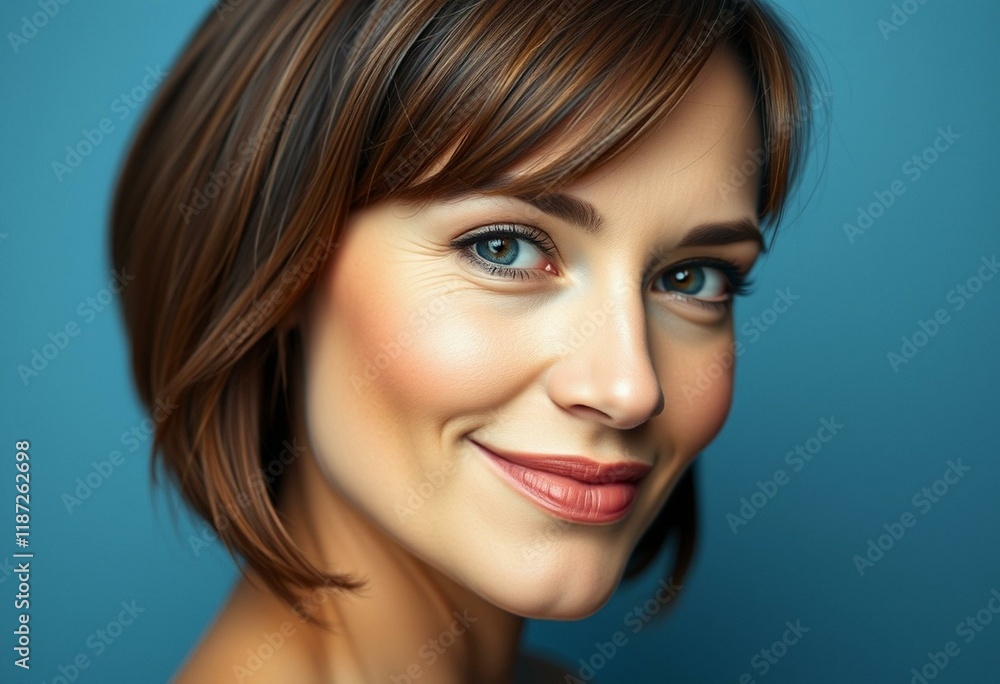Naklejka premium Woman with short hair in a calm and serene pose