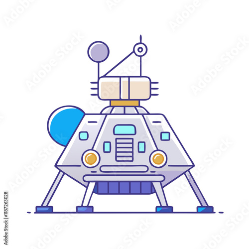 lunar lander vector icon, lunar lander vector illustration - simple illustration of lunar lander, perfect for logos,and lunar lander -themed designs.