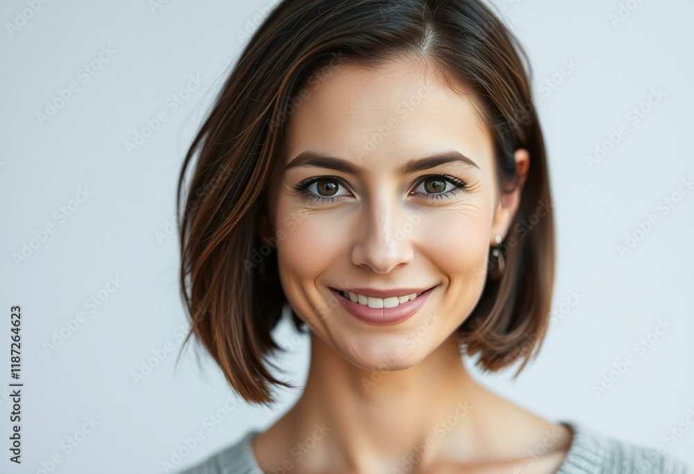 Portrait of a woman with short hair in a calm and serene atmosphere Portrait of a woman with short hair in a calm and serene atmosphere