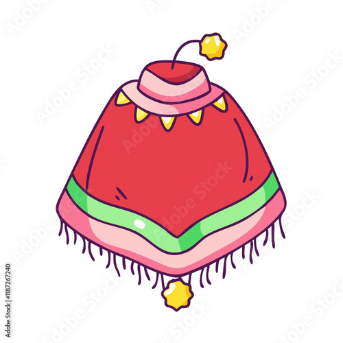 festive poncho vector icon, festive poncho vector illustration-simple illustration of festive poncho, perfect for logos,and festive poncho-themed designs.