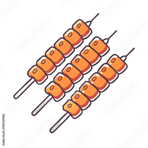 skewers of grilled meat al pastor icon.