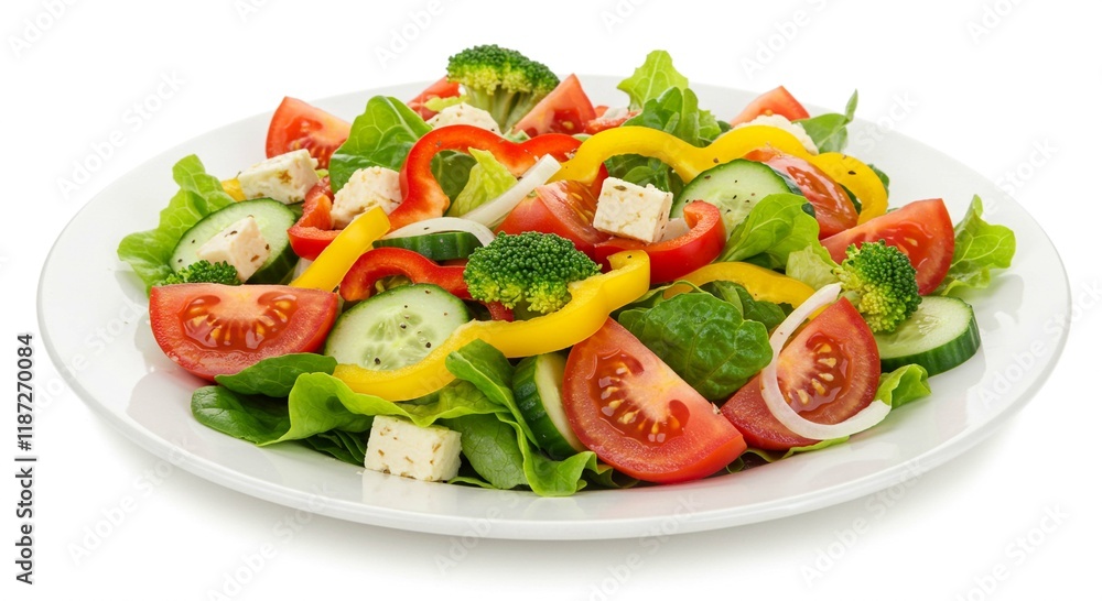 Fresh Vegetable Salad with Feta Cheese Healthy Diet Food Fresh Vegetable Salad with Feta Cheese Healthy Diet Food