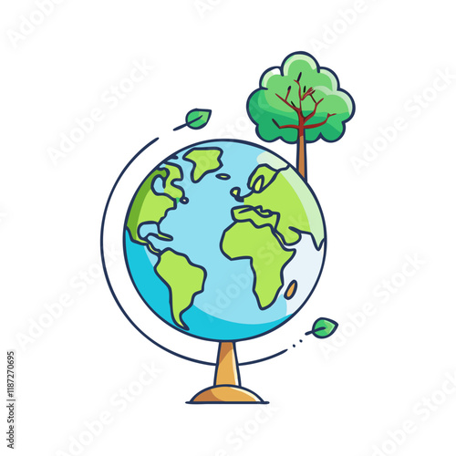 globe with tree vector icon, globe with tree vector illustration-simple illustration of globe with tree, perfect for logos,and globe with tree - themed designs. photo