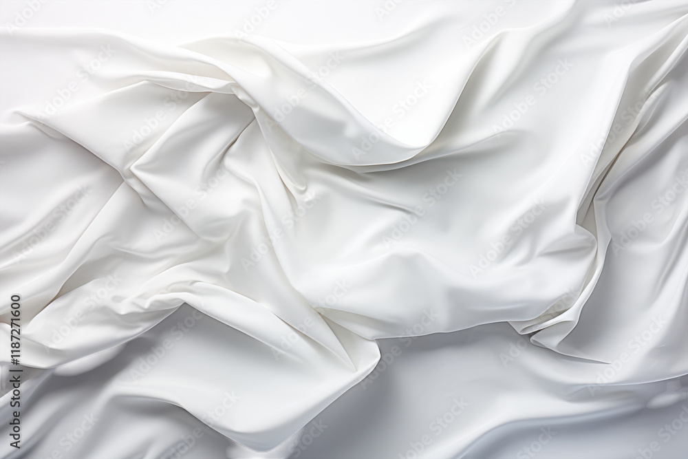 Elegant white fabric draped in soft folds creates a smooth, textured visual display in natural light Elegant white fabric draped in soft folds creates a smooth, textured visual display in natural light