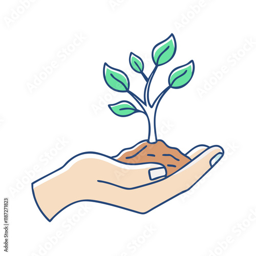 tiny tree in hand vector icon, tiny tree in hand vector illustration-simple illustration of tiny tree in hand, perfect for logos,and tiny tree in hand - themed designs. photo