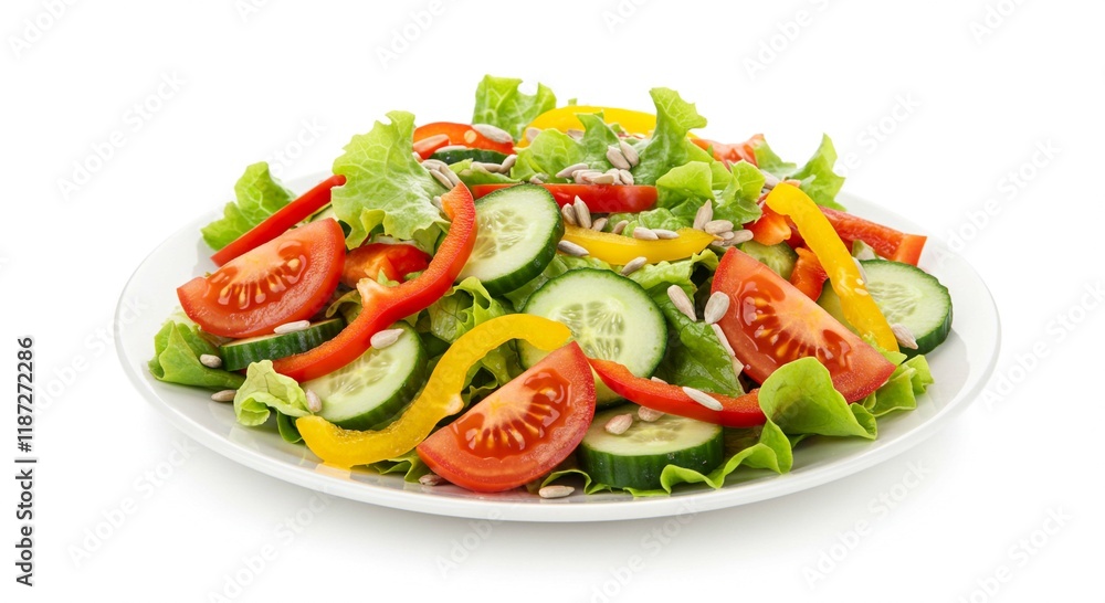 Fresh Vegetable Salad with Tomatoes Cucumbers Peppers Sunflower Seeds Fresh Vegetable Salad with Tomatoes Cucumbers Peppers Sunflower Seeds
