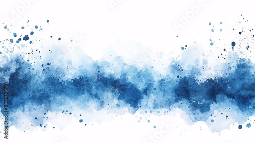 Vibrant blue watercolor splashes create a stunning abstract background design