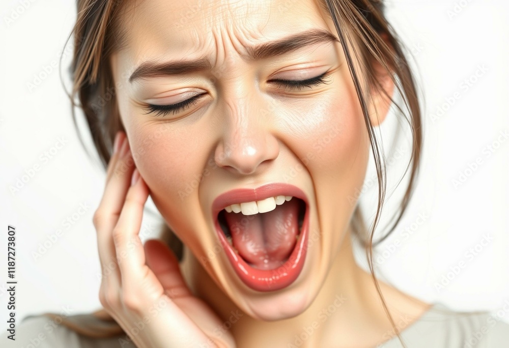 Portrait of a yawning young woman Portrait of a yawning young woman