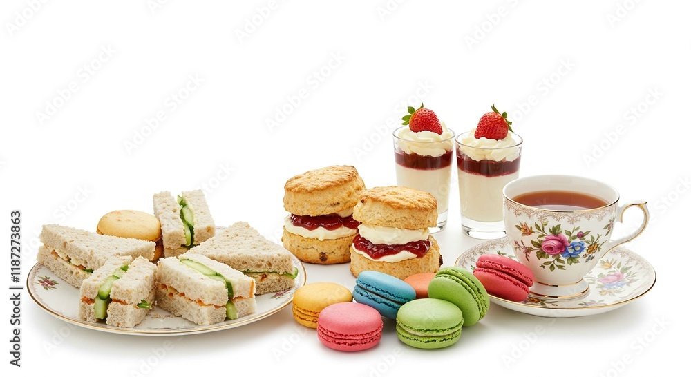 Delicious Afternoon Tea Scones Sandwiches Macarons Tea Delicious Afternoon Tea Scones Sandwiches Macarons Tea