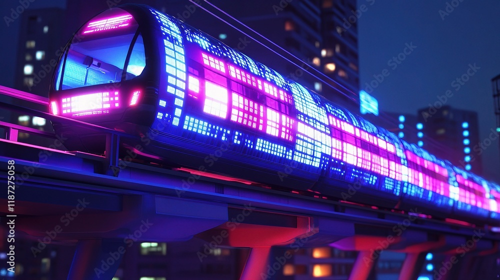 Fototapeta premium Futuristic High-Speed LED Technology Concept in Urban Environment