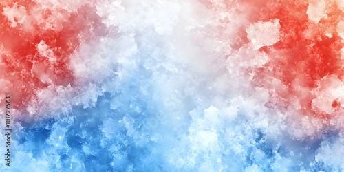 Icy cloudscape with abstract red and blue splashes

 photo