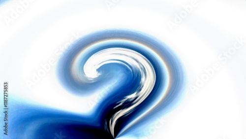 Abstract dark blue and white sky background with clouds in motion and vortex in shape of question mark. Topics: symbol, communication, weather, cyclone, climate change, meteorology, wind, hurricane